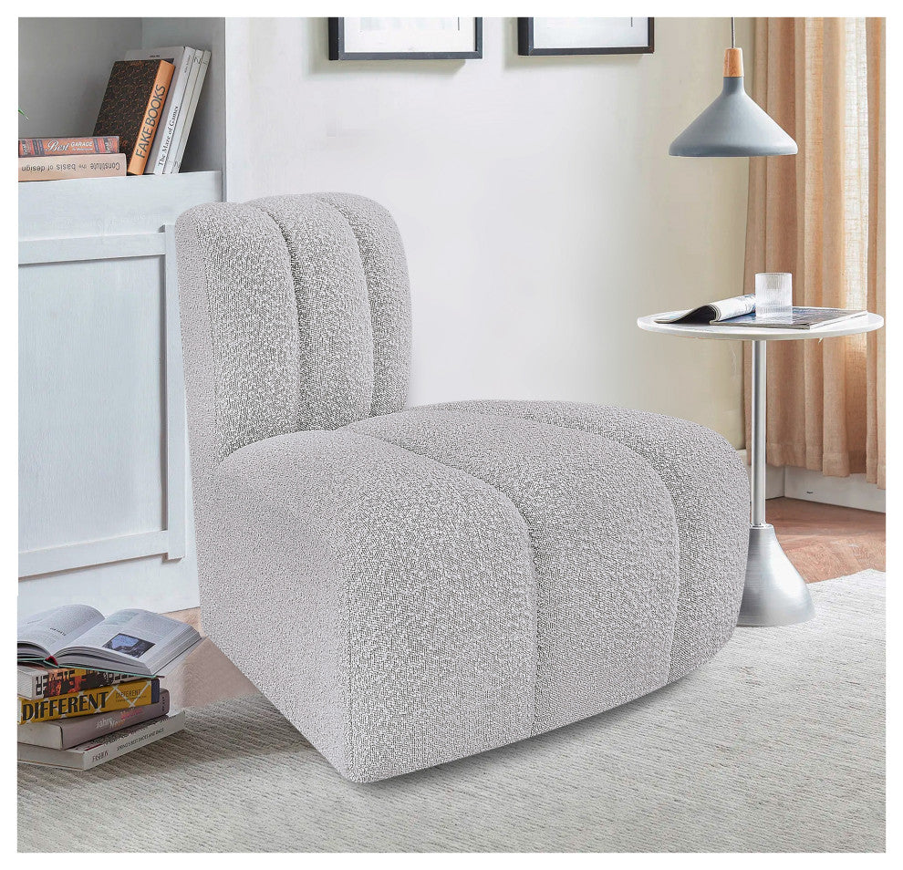 Arc Upholstered Modular Component, Grey, 1-Piece: Reverse Corner, Boucle Fabric