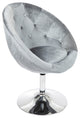Antoinette Round Tufted Vanity Chair, Steel Gray Velvet