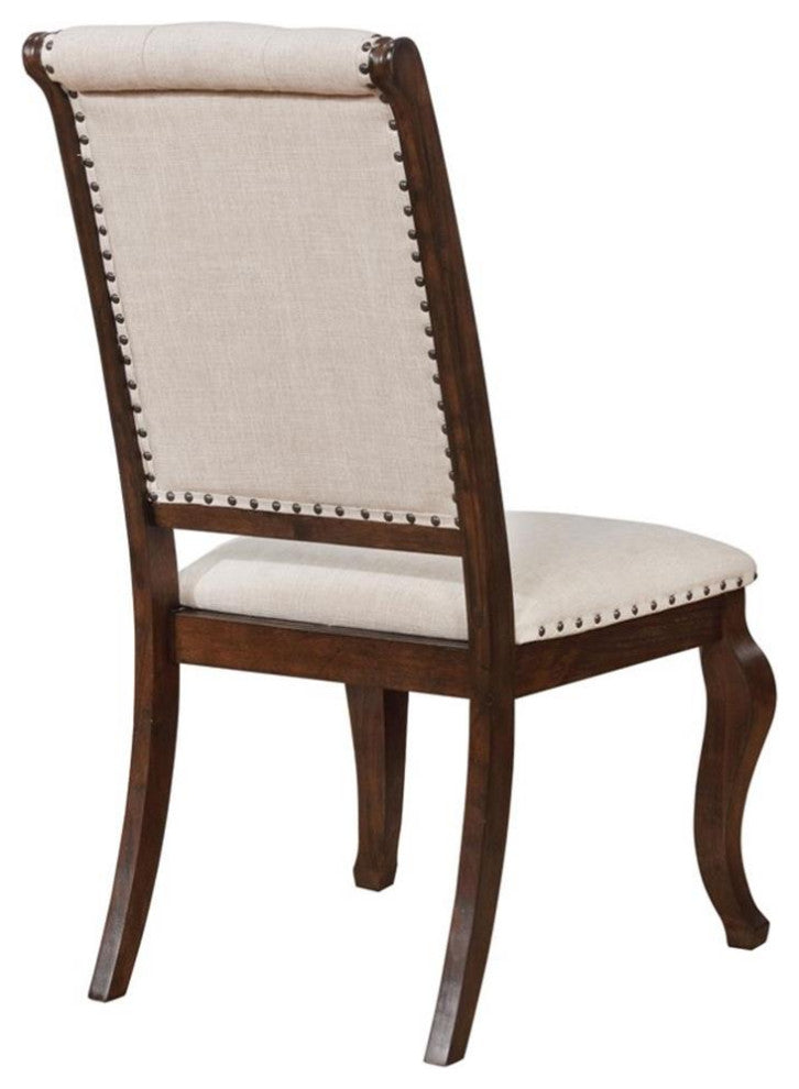 Pemberly Row Fabric Tufted Dining Chairs Cream and Antique Java