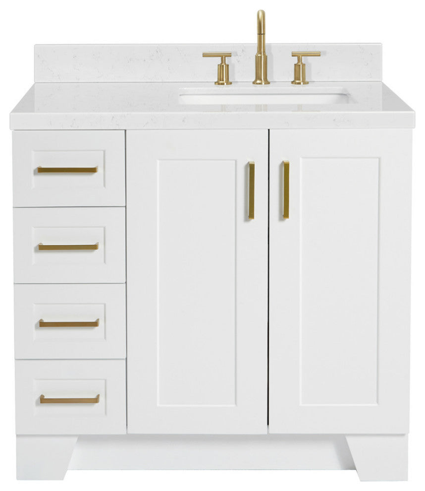 Ariel Taylor 36" Right Offset Single Rectangular Sink Bathroom Vanity