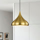 1-Light 12 in. Gold Single Pendant With Teardrop Metal Shade