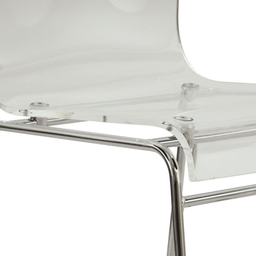 LeisureMod Lima Lucite Acrylic Dining Side Chairs, Set of 2, Clear