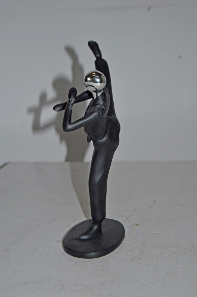Karate, Krav Maga Front Kick, Black Chrome, Resin Statue - Size: 3" x 7" x 11"