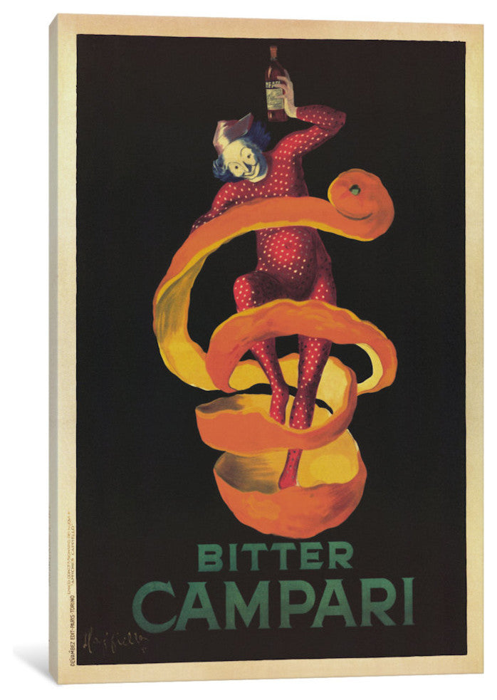 "Bitter Campari (Vintage)" by Leonetto Cappiello, 18x12x1.5"