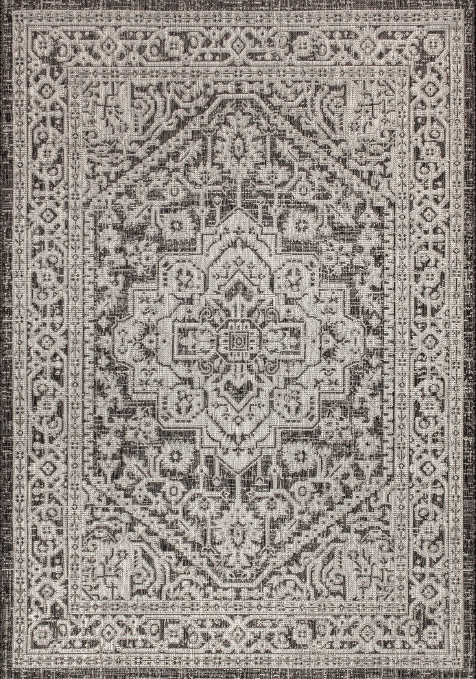 Sinjuri Medallion Textured Weave Indoor/Outdoor Area Rug