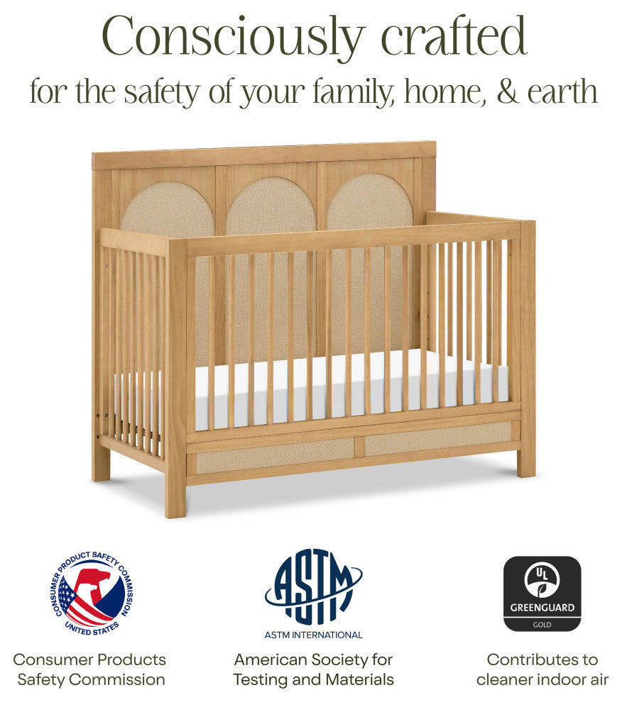 Eloise 4-in-1 Convertible Crib, Honey and Performance Sand Eco-Weave