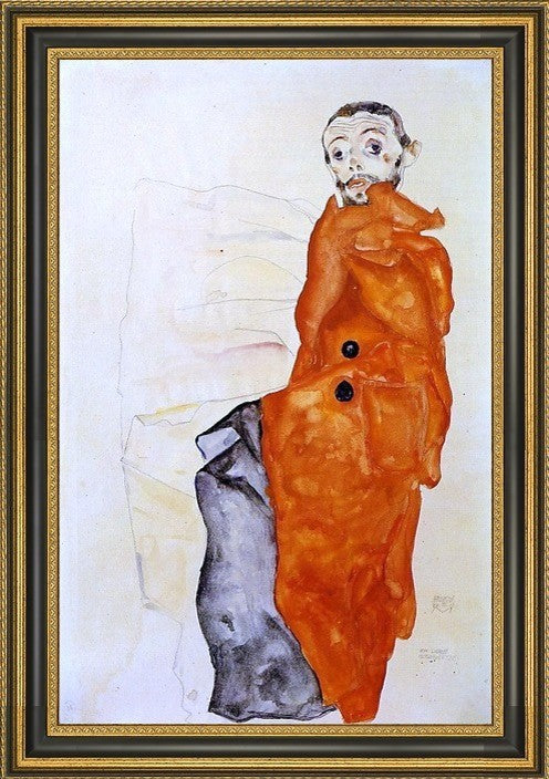 Egon Schiele I Love Antitheses - 18" x 27" Framed Premium Canvas Print