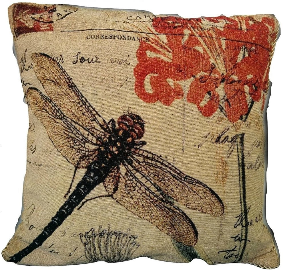 Contemporary Dragonfly Cushion Throw Pillow Cover 18"x18", 1-Piece