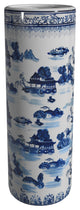 24" Landscape Blue and White Porcelain Umbrella Stand