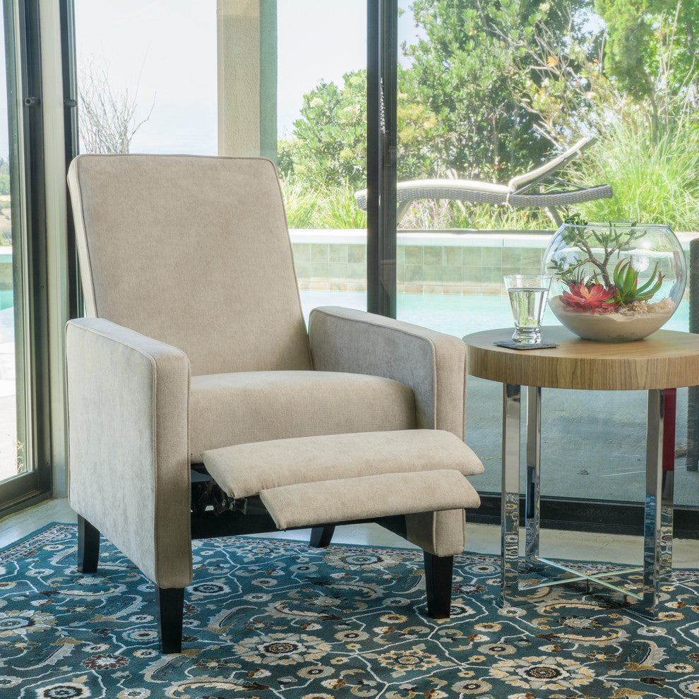 GDF Studio Lindqvist Beige Fabric Slim Recliner Chair