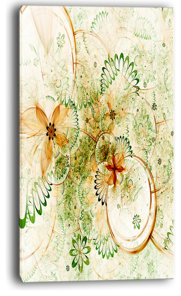 "Yellow Green Grungy Floral Shapes" Floral Wall Art Canvas, 16"x32"