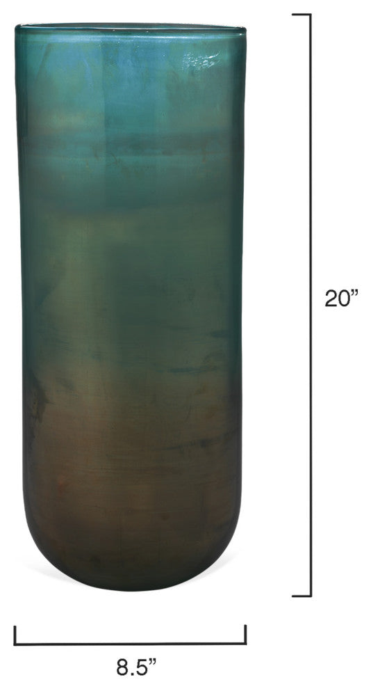 Vapor Hand Blown Glass Vase, Aqua, Large