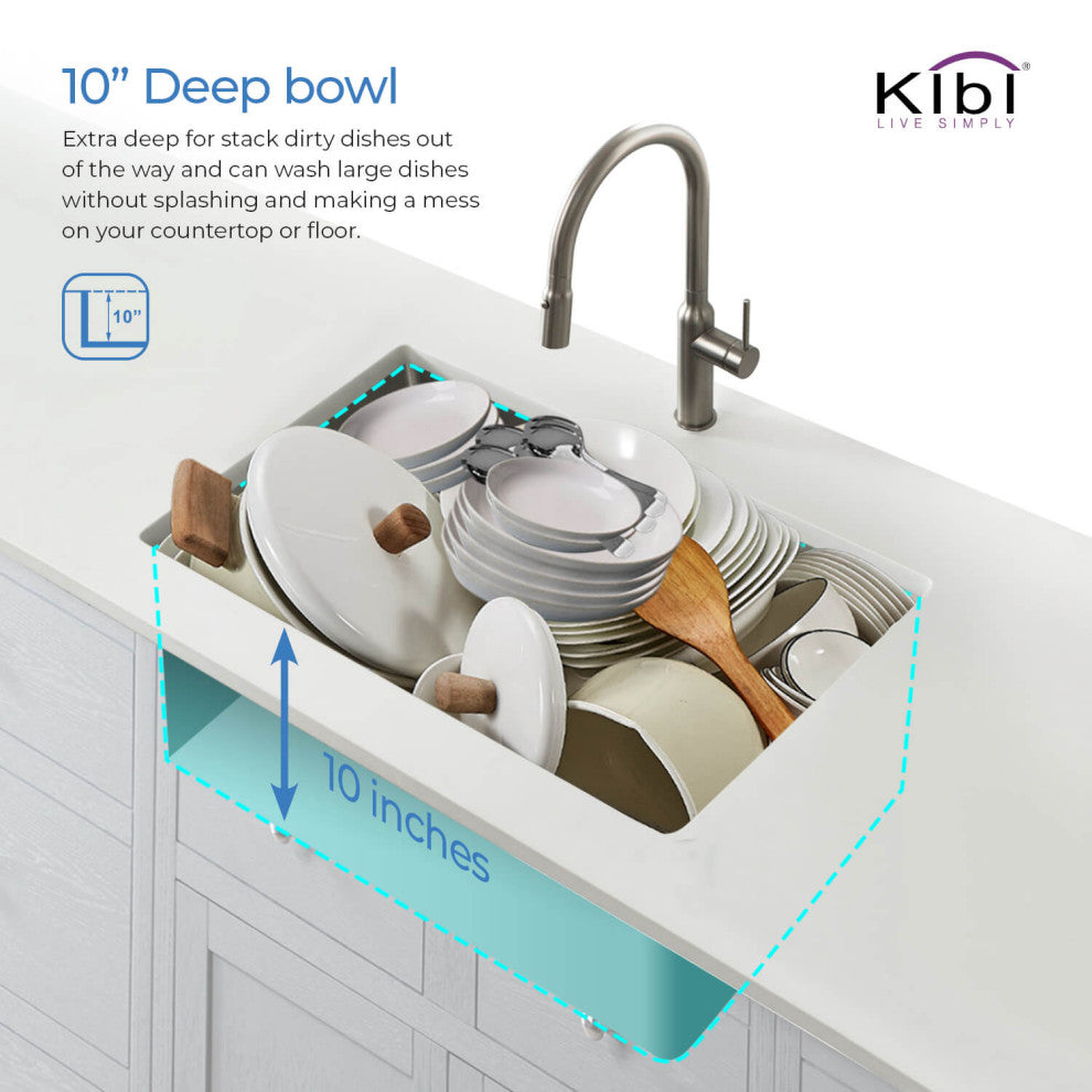 KIBI Handcrafted Undermount Single Bowl 16 gauge Stainless Steel Kitchen Sink, 3
