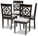 Hailee Gray Fabric Upholstered Espresso Brown Wood Dining Chair Set of 4