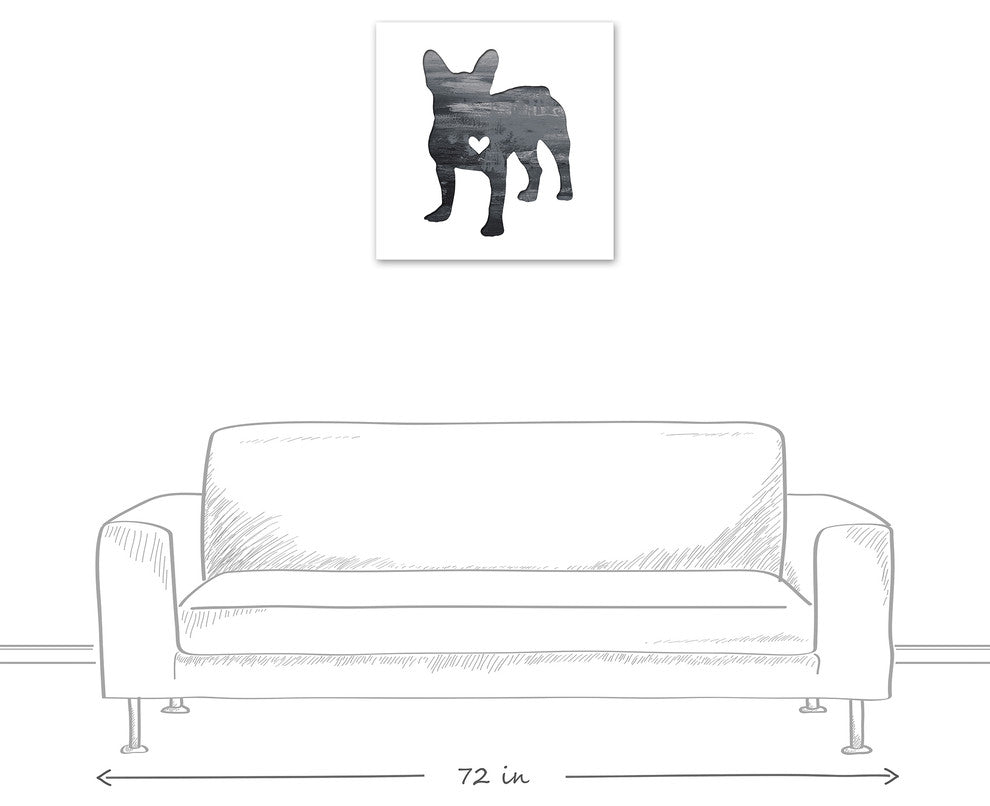 Designs Direct Creative Group Ink Silhouette Frenchie 24x24 Canvas Wall Art