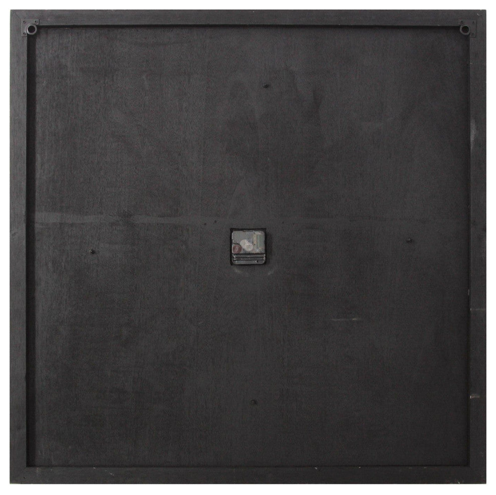 HomeRoots Square Distressed Wood and Metal Wall Clock With Vintage Touch
