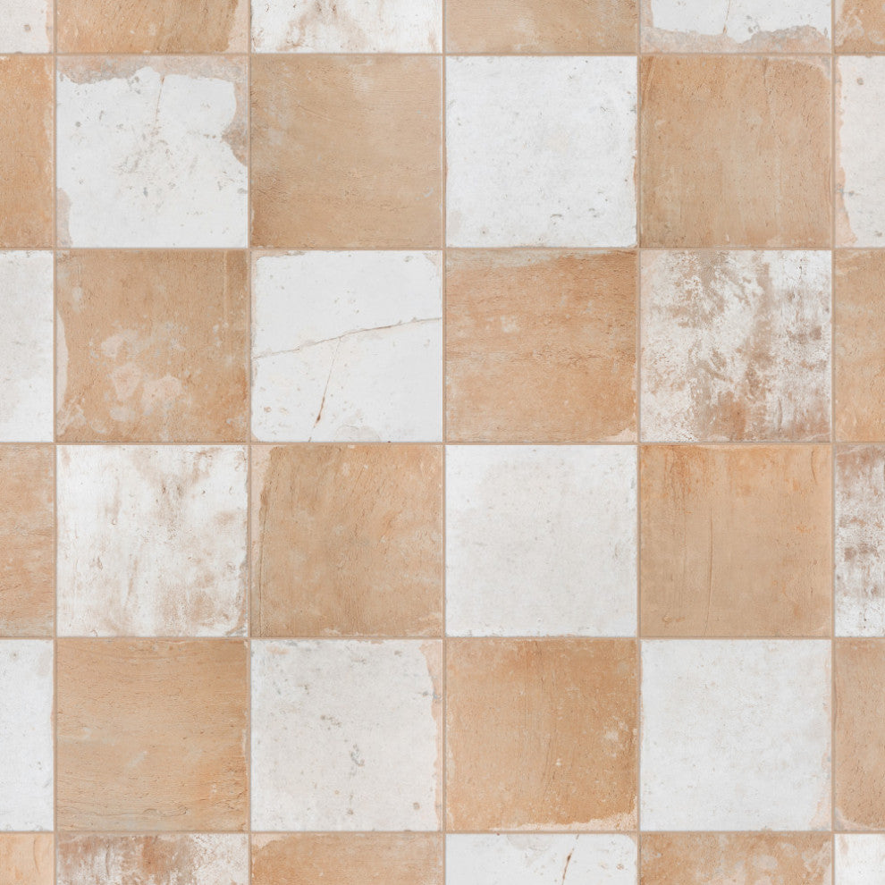 Kings Clay Checker Ceramic Floor and Wall Tile, Sand