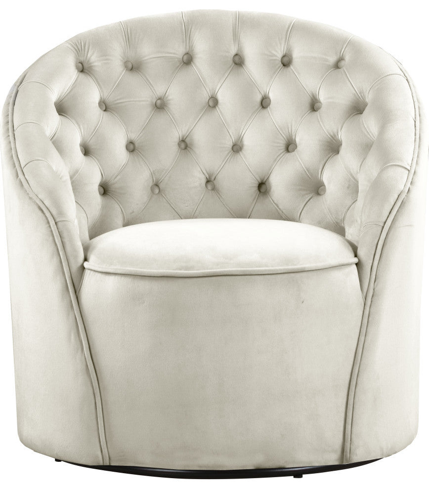 Alessio Velvet Upholstered Accent Chair, Cream