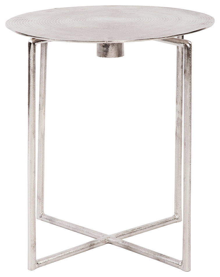 Howard Elliott Raw Silver Spiral Top Accent Table