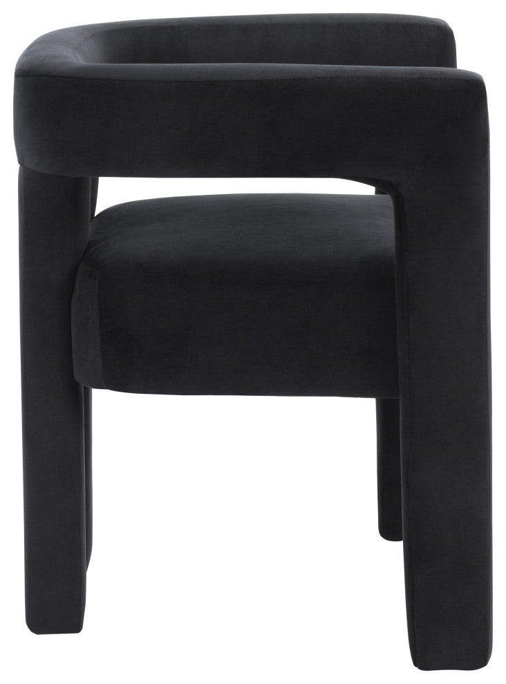Athena Velvet Upholstered Dining Chair, Black