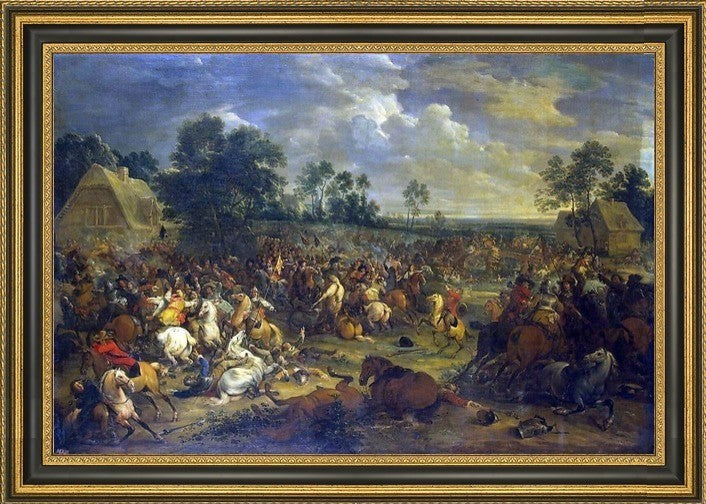 Adam Frans Van Der Meulen Battle Framed Premium Canvas Print, 16"x24"