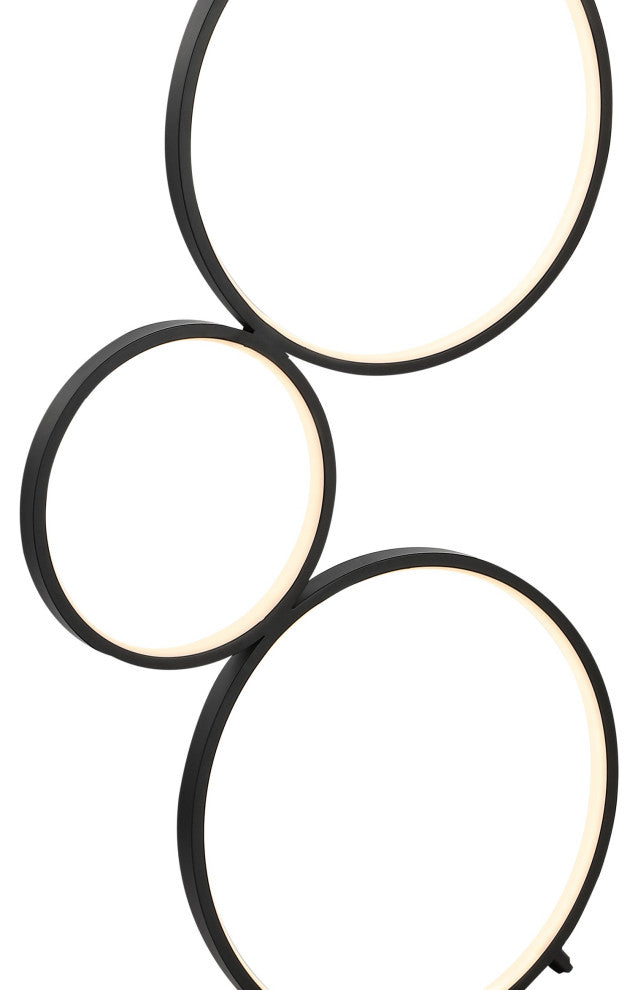 Pluto Stacked Circles 45" 5-Light Modern Integrated LED Floor Lamp, Black