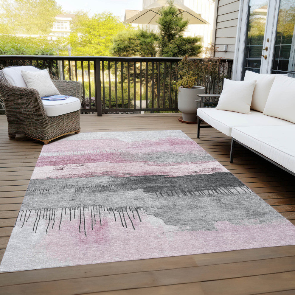 Machine Washable Indoor/Outdoor Chantille ACN1880 Pink 9' x 12' Rug