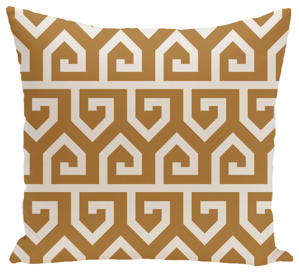 Keyed Up Geometric Print Pillow, Gold, 26"x26"