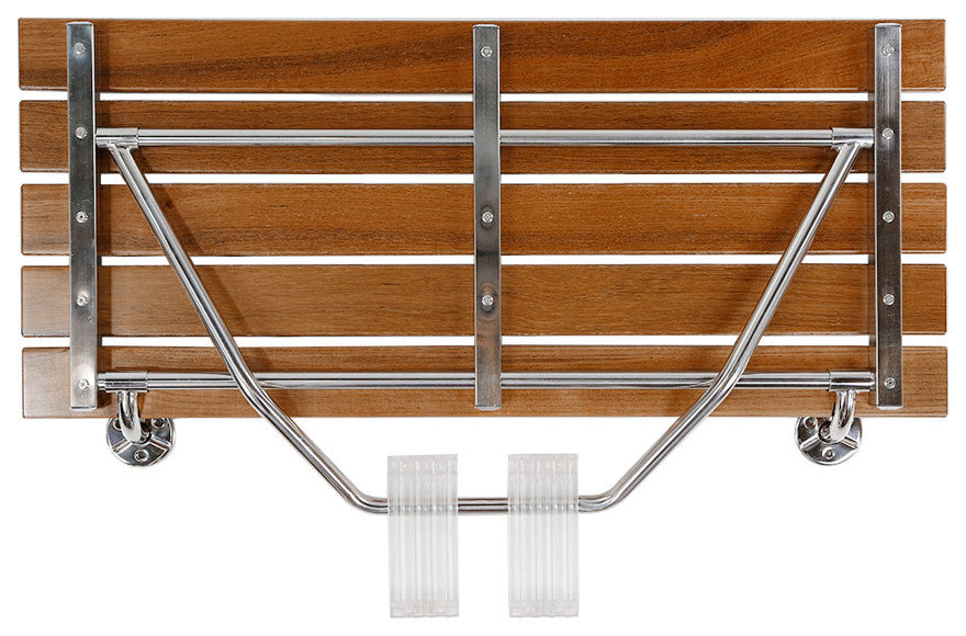 36" ADA Compliant Teak Wood Folding Shower Bench Seat, Wall Mounted