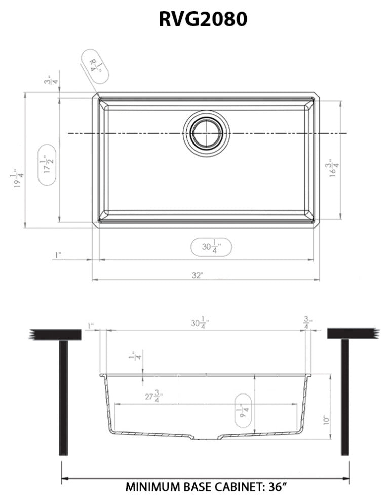 33-inch inch Granite Composite Undermount Sink - Arctic White - RVG2080WH