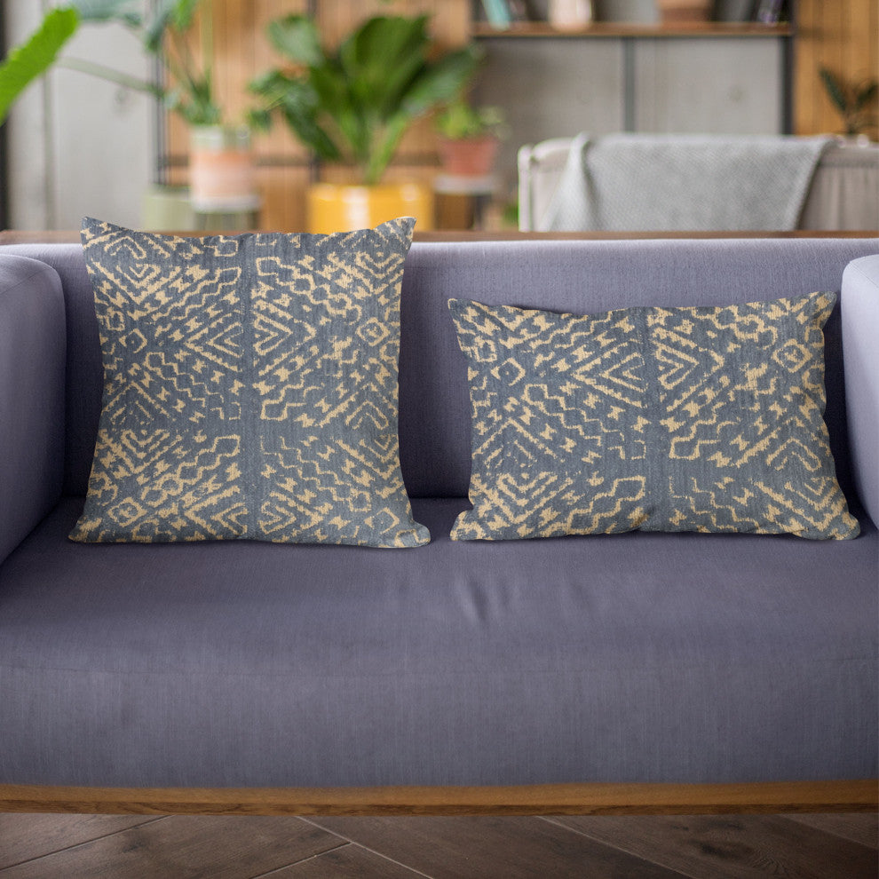 Plutus Blue Diamonds Luxury Throw Pillow, 22"x22"