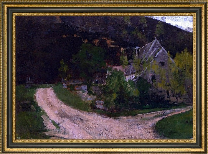 Theodore Robinson French Village  Framed Premium Canvas Print, 18"x27"