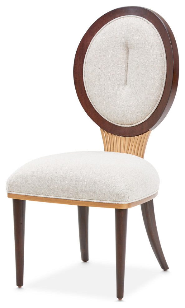 Camellia Field Dining Side Chair, Set of 2, Linen/Warm Pecan