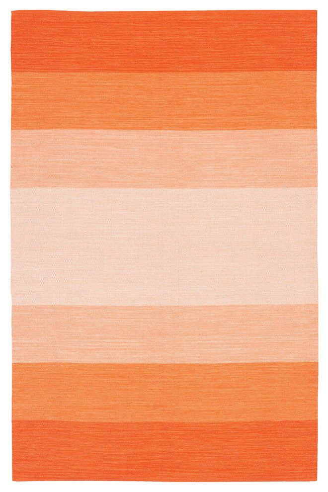 India Contemporary Area Rug, Orange and Cream, 2'x3' Rectangle