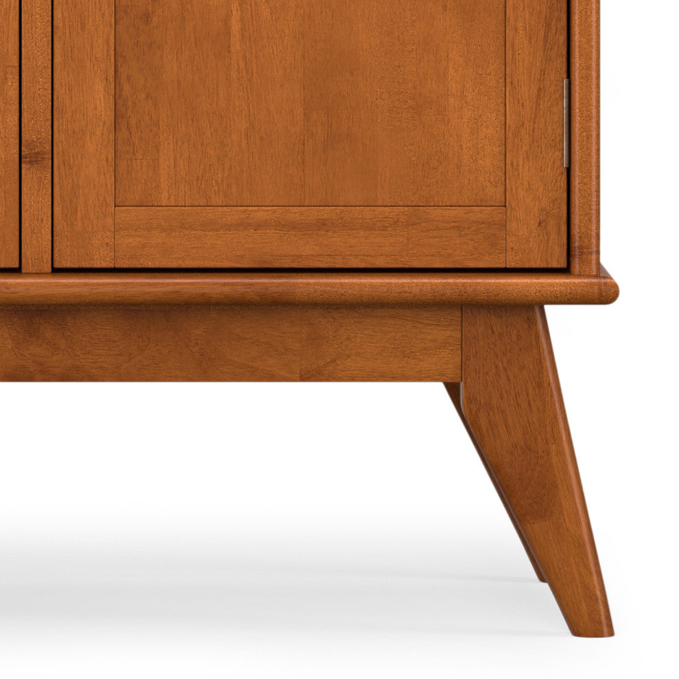 Draper Solid Hardwood Mid Century 4 Door Sideboard Buffet, Teak Brown