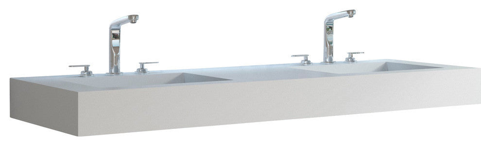 ADM Rectangular Countertop Sink, White, 60", Glossy White