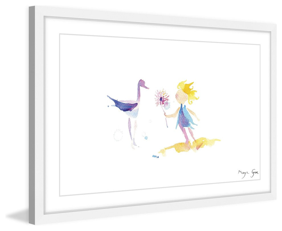 Marmont Hill, "Crane Girl" by Maya Gur Framed Painting Print, 24x16