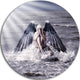 Woman With Dark Angel Wings, Modern Beach Round Metal Wall Art, 23"