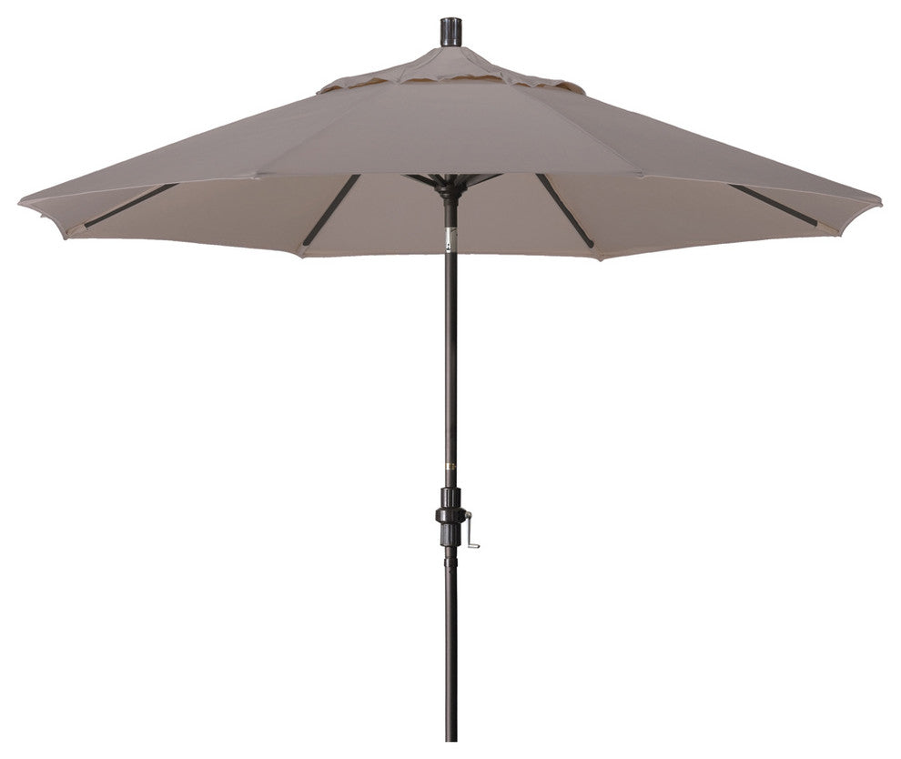 9' Bronze Collar Tilt Crank Aluminum Umbrella, Champagne Olefin