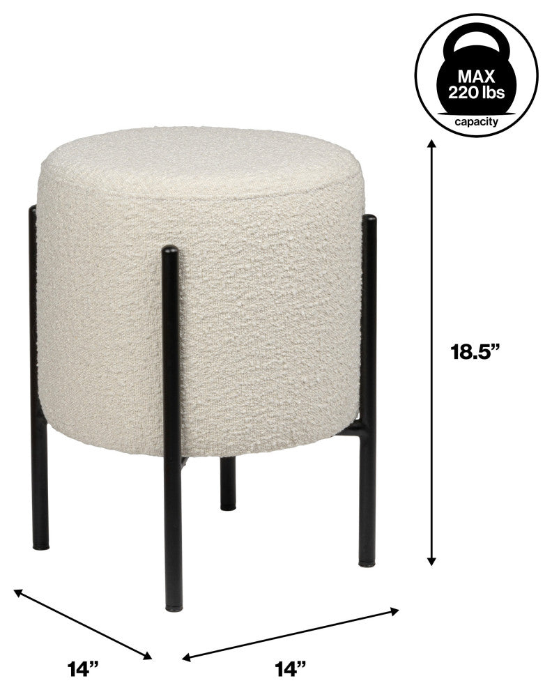 Silvia 18.5" Modern Minimalist Round Backless Metal Cushioned Vanity Stool
