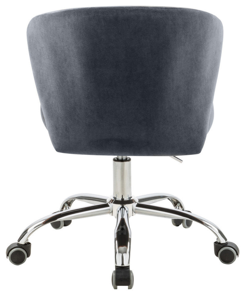 Finley Swivel and Adjustable Velvet Upholstered Office Chair, Gray, Chrome Base