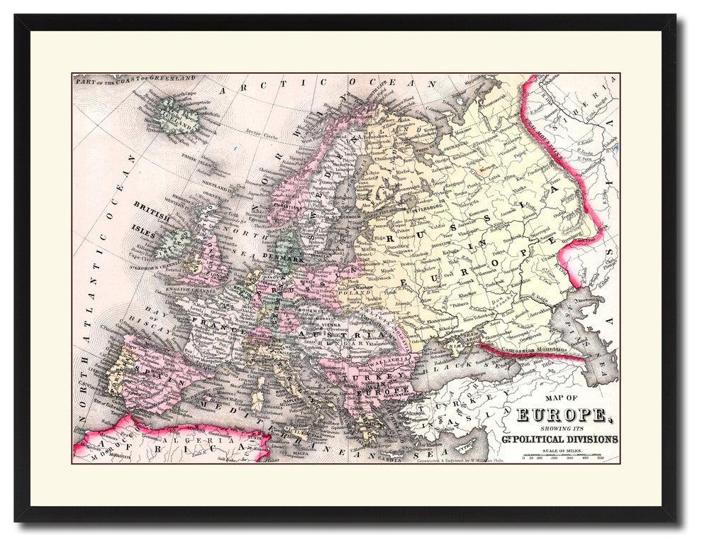 Europe Vintage Antique Map Wall Art, 28"x37"