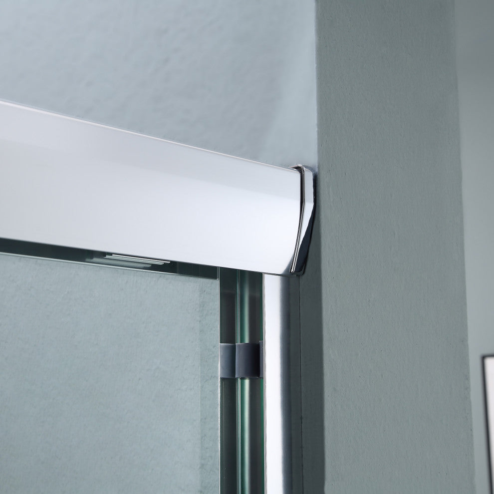 48" W x 76" H Double Sliding Semi-Frameless Shower Door