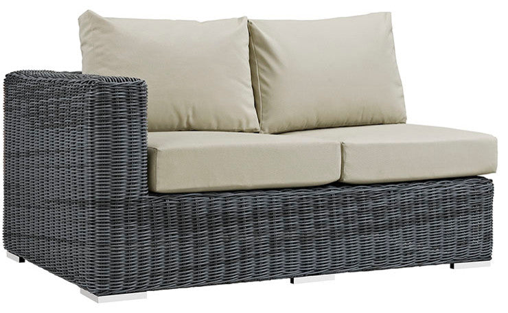 Summon Outdoor Patio Sunbrella, Left Arm Loveseat, Canvas Antique Beige