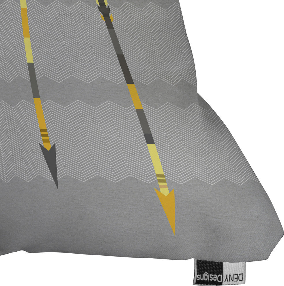 Deny Designs Iveta Abolina Gray Yellow Feathers Outdoor Throw Pillow