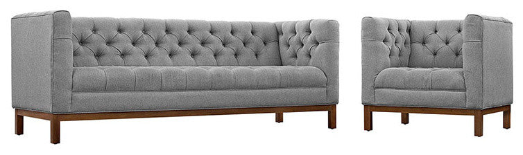 Modern Expectation Gray Panache Living Room Set Upholstered Fabric, 2-Piece Set