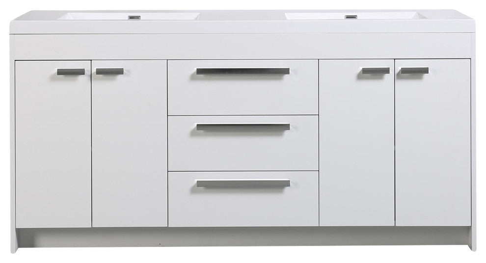 Eviva Lugano 72" White Modern Bathroom Vanity White Integrated Acrylic Sink