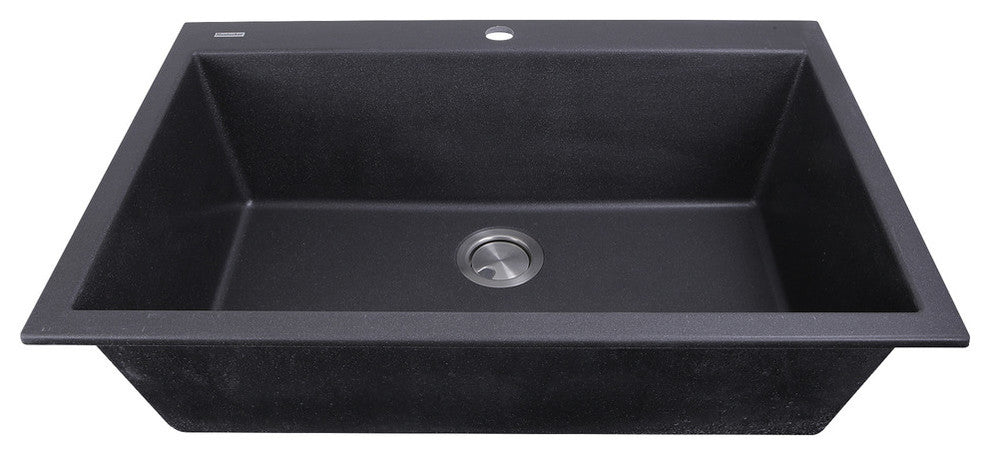Nantucket Sinks 33" Dual Mount Granite Composite Sink, Black