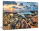 "Rocky Blue Seashore Sunset" Seashore Canvas Art, 40"x30"