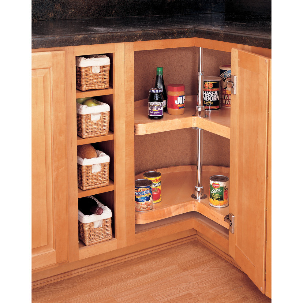 Wood Kidney 2-Shelf Lazy Susans for Corner Base Cabinets, 28"
